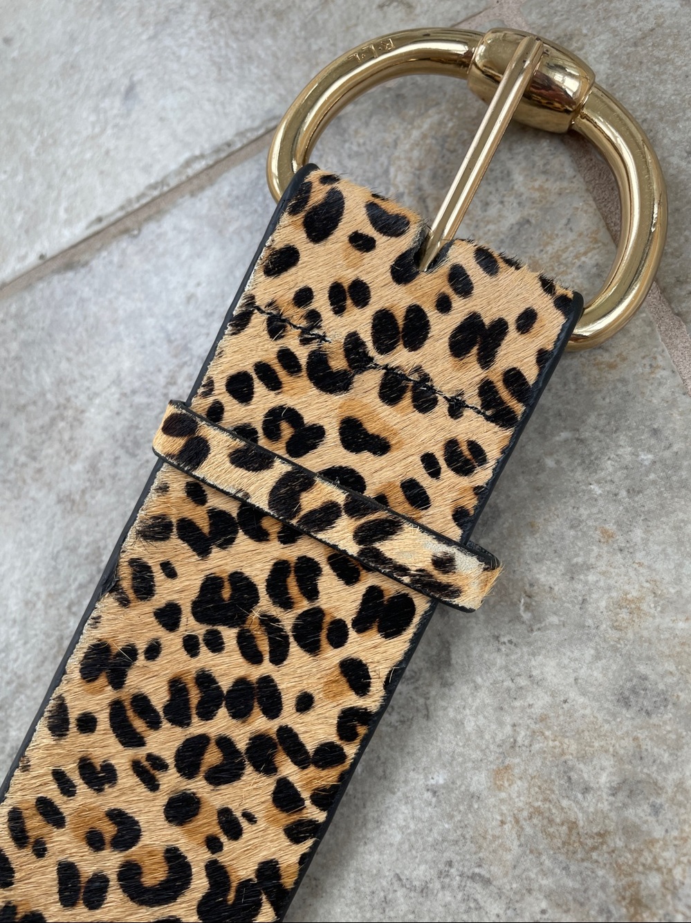 Ralph Lauren Leopard Calf hair Print Wide Belt with Gold Buckle - Picture 8 of 9